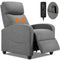 Recliner Chair Massage Reclining for Adults, Comfortable Fabric Recliner Sofa Adjustable Home Theater Seating Lounge with Padded Seat Backrest, Small Recliners for Living Room, Bedroom (Deep Grey)