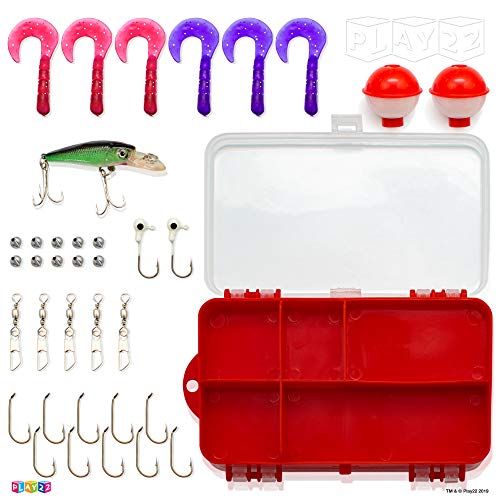 Play22 Fishing Pole For Kids - 40 Set Kids Fishing Rod Combos - Kids Fishing Poles Includes Fishing Tackle, Fishing Gear, Fishing Lures, Net, Carry On Bag, Fully Fishing Equipment - For Boys And Girls