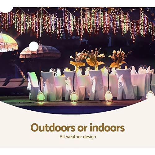 Jingle Jollys Christmas Lights Multi Colour LED Icicle Light, Outdoor Decorations, 20m Long 800 Bulbs Water Resistant for Home Indoor Wedding Party Festival Decor