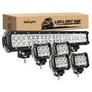 Nilight - ZH003 20Inch 126W Spot Flood Combo Led Light Bar 4PCS 4Inch 18W Spot LED Pods Fog Lights for Jeep Wrangler Boat Truck Tractor Trailer Off-Road