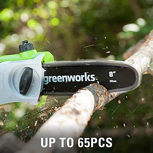 Greenworks 8 Inch 40V Cordless Pole Saw with Hedge Trimmer Attachment 2.0 AH Battery Included PSPH40B210