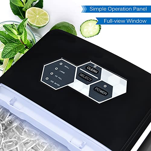Costway Ice Maker Machine Countertop, 20Kg/24H, 12 Ice Cubes Ready in 8 Mins, 2.6 L Tank, Auto Self-Cleaning, Portable Electric Ice Machine with Ice Scoop & Basket, for Kitchen & Bar (Black)