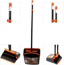 (Orange Broom and Dustpan) - TreeLen Dust Pan and Broom/Dustpan Cleans Broom Combo with 100cm Long Handle for Home Kitchen Room Office Lobby Floor Use Upright Stand up Dustpan Broom Set