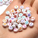 White Flat Round Acrylic Alphabet Beads 350pc Cubes White/Col Letters Kids Jewellery Party Mixed A-Z Colorful Letter Pattern Disc Coin Pony Beads Loose Spacer Beads for DIY Friendship Name Necklace Bracelet Jewelry Making