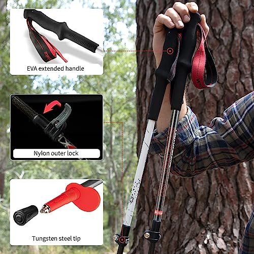 Naturehike Trekking Pole, Ultra-Light(185g) Telescopic Aluminum 7075 & Carbon Fiber Trekking Pole for Walking, Hiking, Climbing and Outdoors