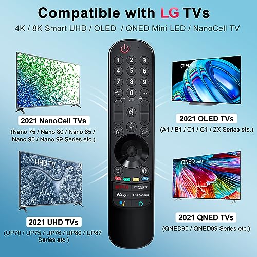 AN-MR21GA for 2021 LG Magic Remote with Pointer and Voice Function Replacement Remote for LG UHD OLED QNED NanoCell 4K 8K Smart TVs