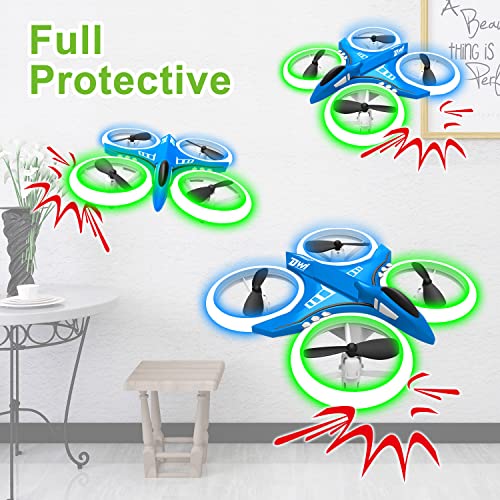 Dwi Dowellin Mini Drone Crash Proof RC Quadcopter with LED Night Lights One Key Take Off Flips Rolls Nano Drones Toys for Kids Children Beginners Boys and Girls, 2pcs Batteries