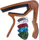 Guitar Capo for Acoustic and Electric Guitars - Rosewood with 5 Picks