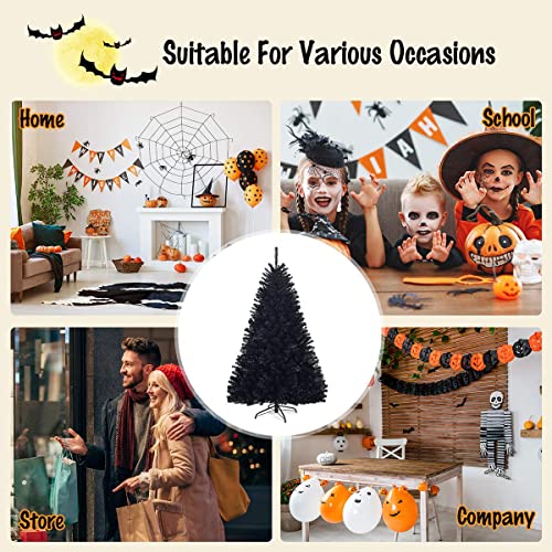 1.8m/2.25M Christmas Tree, Artificial Black Christmas Tree with Sturdy Metal Stand, 1036/1258 Branch Tips PVC Needles, Easy-Assembly, Festival Decor for Home, Garden, Halloween, Black (1.8M)