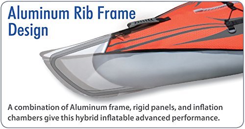Advanced Elements AdvancedFrame Inflatable Kayak - AE1012-R-P Recreational Kayak with Bag and Pump - Red/Gray - 10.5 Ft.