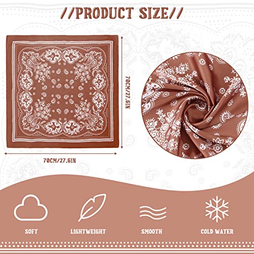Zhanmai 8 Pcs 27.5 x 27.5 Inch Square Satin Head Scarves Women Silk Bandana Hair Scarves Hair Wrap Neck Scarf for Sleeping, Elegant Pattern, 27.56 x 27.56 inches