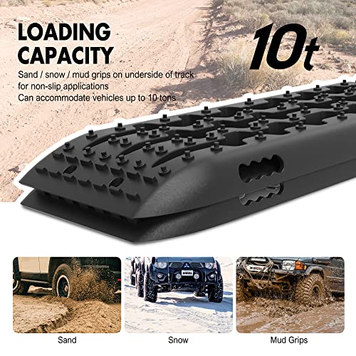 X-BULL Recovery Tracks 4x4 Recovery Boards Offroad 4wd Tracks 22046LBS/10000KG Stand for Automotive Accessories Tires and Wheels in the Sand Mud Snow(GEN 2.0 Black)