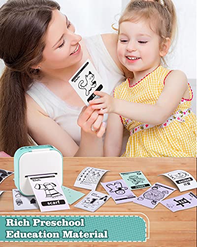 Memoking Sticker Makers - T02 Mini Portable Small Printer with 3 Rolls Paper, Sticker Printer Machine, Study Note Printer for Pictures, Photos, Journals, DIY, Compatible with Phone & Tablet, Green