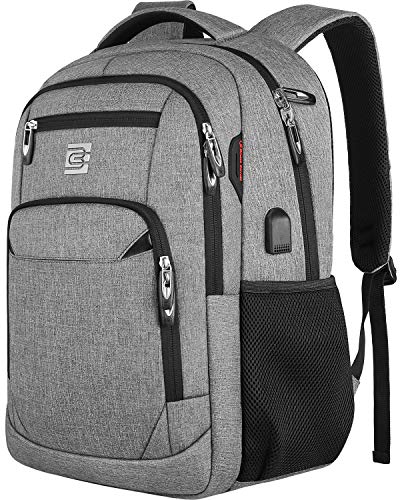 Laptop Backpack,Business Travel Anti Theft Slim Durable Laptops Backpack with USB Charging Port,Water Resistant College Computer Bag for Women & Men Fits 15.6 Inch Laptop and Notebook - Grey