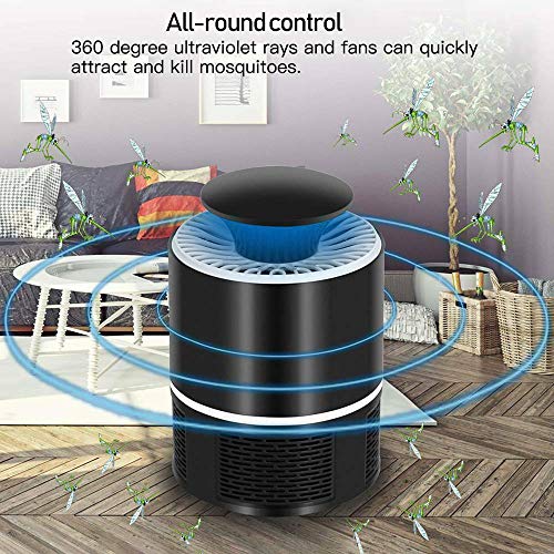 USB Mosquito Insect Killer Electric Lamp LED Light Fly Bug Zapper Trap Catcher (Small, Black)