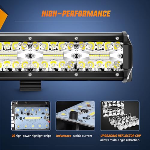 Nilight 37Inch 780W Triple Row Flood Spot Combo LED Light Bar 78000LM Driving Light Waterproof Led Work Light Off-road Truck Car ATV SUV Jeep Cabin Boat