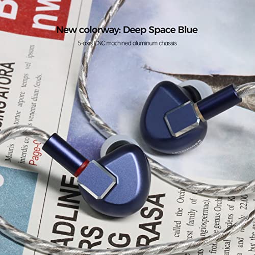 LETSHUOER S12 Pro in Ear Headphones 14.8mm Planar Magnetic Driver IEMs HiFi Earbud with Silver Plated Single Crystal Copper Cable with 2.5mm/3.5mm/4.4mm Headphone Jack (Blue)