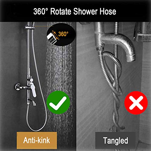 Shower Hose 2m/79 inch, Long Replacement Handheld Flexible PVC Shower Hose, Standard G 1/2 Connection, Anti-Kink (2m)