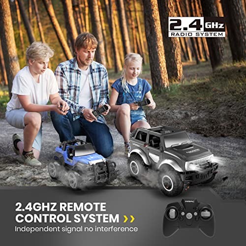 DEERC DE49 RC Cars Remote Control Car, 160 Mins Play SUV Cars Toys,2.4Ghz 1:18 Scale All-Terrain Monster Trucks with LED Headlights, Auto Demo Mode Off-Road Jeep Crawler Gifts for Boys Girls Kids,Grey