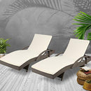 Gardeon Set of 2 Sun Lounge Camping Chair Wicker Lounger Rattan Day Bed, Chaise Beach Chairs Outdoor Furniture Garden Patio Setting Pool Backyard, Cushion Armrest Adjustable Backrest Grey