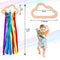 2 Pcs Waldorf Rainbow Hand Ribbon Kite Montessori Wooden Baby Toys Rainbow Twirler Stick with Bell for Babies Toddler Sensory Toys Rings