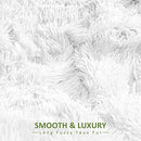 Pawque Luxury Faux Fur Throw Blanket Super Soft Oversized Throw Blankets, 90x90 inches, Decorative Blankets for Sofa Couch Bed Chair Photo Props, Breathable & Washable, Cream