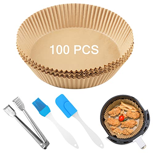 100pcs Air Fryer Disposable Paper Liner,on-Stick Disposable Air Fryer Liners in Round,Baking Paper for Air Fryer Oil-Proof, Parchment Paper