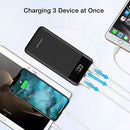 Charmast Power Bank 20W PD &QC 3.0, 10400mAh Slim USB C Portable Charger, LED Display External Battery Charger with 2 Input and 3 Output, Compatible with iPhone12/Pro, Samsung, Tablets and More