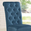 Roundhill Furniture Aneta Solid Wood Tufted Parsons Dining Chairs, Set of 2, Blue
