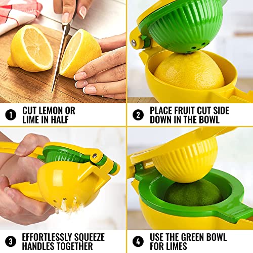 2-In-1 Lemon Lime Squeezer - Hand Juicer Lemon Squeezer Gets Every Last Drop, Lime Juice Press Manual Press for Extracting the Most Juice Possible Cool Fruit Tool for Kitchen Safe No Pulp or Seeds