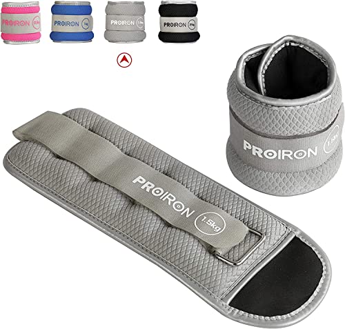 PROIRON Ankle Weights, Wrist Weights 1 Pair 0.5 1 1.5 2KG Reflective Leg Arm Weights for Women Men Kids With Adjustable Straps Weighted Ankle Weights Set for Gym,Fitness