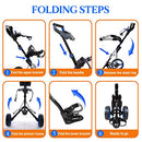 SereneLife 2 Wheel Golf Push Cart - Lightweight Folding Walking Push Cart Roller Golf Bag Holder Upper/Lower Bracket w/Elastic Strap, Bag Storage Holder SLGZX3