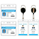 Retractable Badge Holders, FOME 2Pcs Badge Reels Batch Holder with Carabiner Reel Clip Name ID Badge Clips Keychain Badge Holder Key Card with 4Pcs Clear ID Card Holders for Office Worker Doctor Nurse