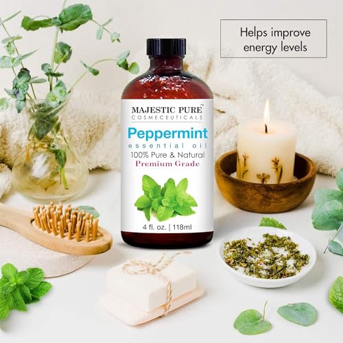 Majestic Pure Peppermint Essential Oil, Pure and Natural, Therapeutic Grade Peppermint Oil, Set of 2 4 fl. oz.