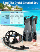 Zenoplige Mask Fins Snorkel Set Adults Men Women, Swim Goggles 180 Panoramic View Anti-Fog Anti-Leak Dry Top Snorkel and Dive Flippers Kit with Gear Bag for Snorkeling Swimming Scuba Diving Training