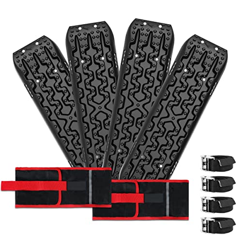 Recovery Tracks with Bag 2 Pair Recovery Boards for Automotive Tires and Wheels Sand Mud Snow 10Ton Stand 4wd Tracks for Offroad Car SUV Truck Gen 3.0 Black