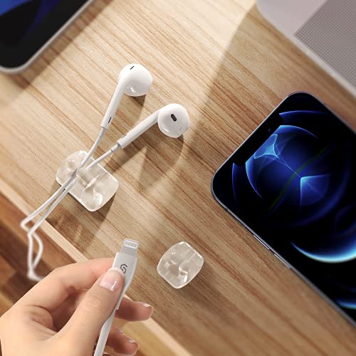 Syncwire Clear Cable Clips - Cord Holders - Self Adhesive Cable Management Organizer - Home, Office, Cubicle, Car, Nightstand, Desk Accessories - Gift Ideas Men, Women, Dad, Mom (5 Packs/15 Slots)