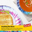 Glad Everyday Round Disposable 8.5” Paper Plates with Tie Dye Design | Heavy Duty Soak Proof, Cut-Resistant, Microwavable Paper Plates for All Foods & Daily Use | 8.5 Inches, 50 Count