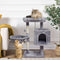SYANDLVY Small Cat Tree for Indoor Cats, Activity Cat Tower with Scratching Post for Kittens, Climbing Stand with Basket & Condo for Play Rest (Grey)