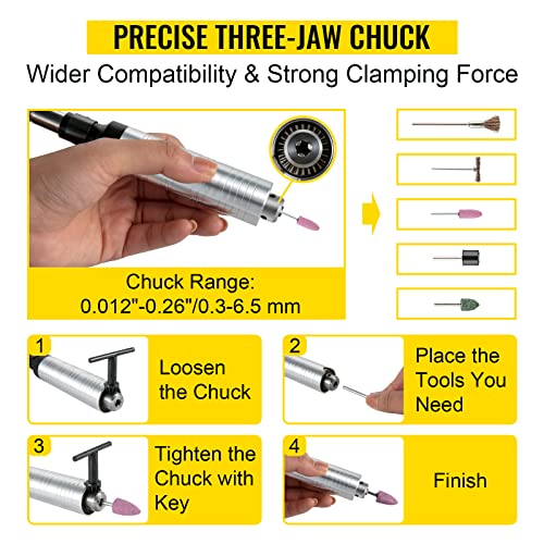 VEVOR Flex Shaft Grinder 380W Rotary Tool 500-23000RPM Rotary Carver with 3-Jaw Chuck & Stepless Speed Foot Pedal Hanging Grinding Machine 45PCS Accessories for Jewelry Polishing Grinding DIY