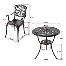 Nuu Garden 3 Piece Bistro Table Set Cast Aluminum Outdoor Furniture Weather Resistant Patio Table and Chairs with Umbrella Hole for Yard, Balcony, Porch, Black with Antique Bronze at The Edge