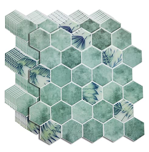 10-Sheet Kitchen Backsplash Peel and Stick Tile Thicker Version Vinyl 3D Hexagon Marble Tiles Stick on Wall 12" x 12"