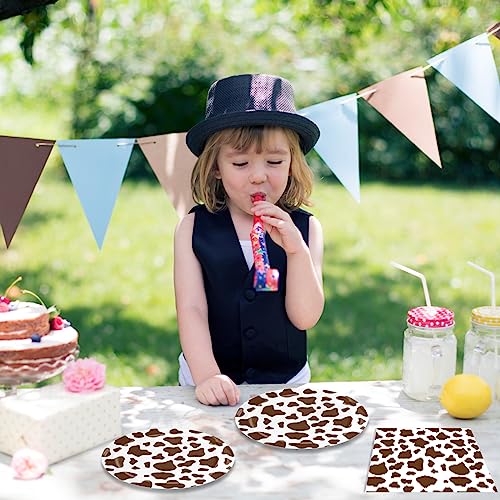 40PCS Cow Print Birthday Party Supplies Farm Animals Cow Print Birthday Party Tableware Includes Cow Print Plates And Cow Print Napkins For Cow Print Theme Birthday Party Decorations