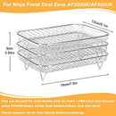 Air Fryer Racks for Ninja Dual Air Fryer, 3-Layer Stackable Dehydrator Racks Stainless Steel Air Fryer Basket Air Fryer Accessories Fit for 7.5L-8L Air Fryer (Rectangle)