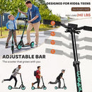 WAYPLUS Kick Scooter for Ages 6+,Kid, Teens & Adults. Max Load 240 LBS. Foldable, Lightweight, 8IN Big Wheels Kids, Teen and Adults, 4 Adjustable Levels. Bearing ABEC9