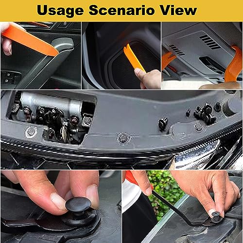 FOUNDCOOL 105pcs-10 Types Universal Car Trim Clips Retainers Panel Push-Type Pins Rivets Fasteners Replacement Molding for Cars Trucks SUVs Bumper Door Fender Engine Cover Removal Tools