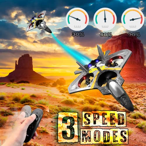 Akargol RC Plane 2.4Ghz Foam v17 Remote Control Airplanes - Helicopter Quadcopter for Adults and Kids, Spinning Drone, Gravity Sensing, Stunt Roll,Cool Light, 2 Battery, Gifts for Kids Boys