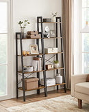 Vasagle Ladder Shelf, 5-Tier Industrial Bookcase, Storage Unit, with Metal Frame, for Living Room, Kitchen, Rustic Brown LLS45X