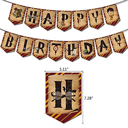 Magic Wizard Birthday Party Decoration, Harry Style Party Supplies Set Include Happy Birthday Banner, Cake Toppers, Wizard HP Themed Balloons (39Pack)