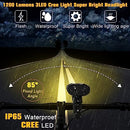 Necomi Bicycle Lights Front and Back Set,1200 lumens 5800mAh Battery USB Rechargeable Bicycle Headlight with Rotatable Stand, 13 Modes IP65 Waterproof